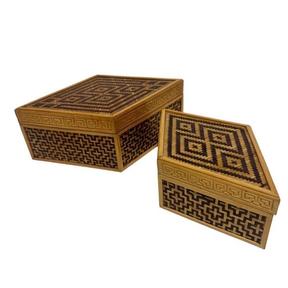 Vintage Chinese Rattan Nesting Boxes (2) - Picture 7 of 7